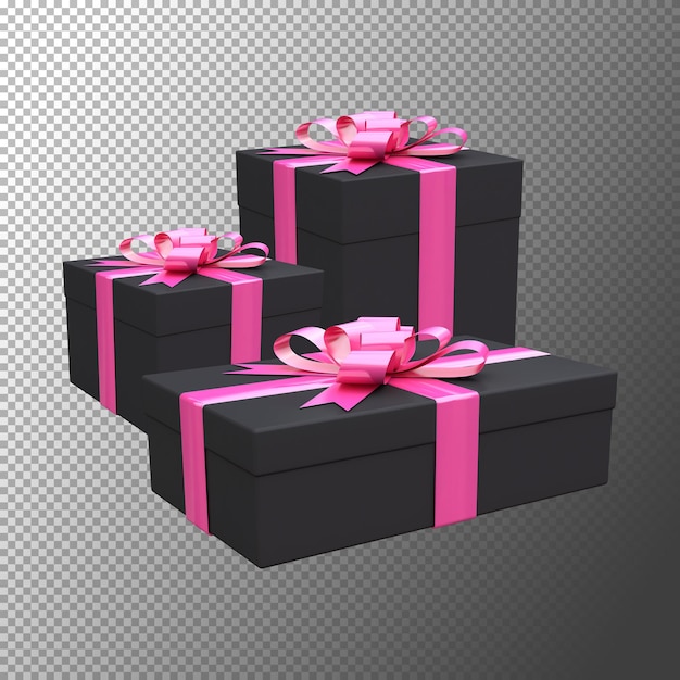 Black friday gifts box pink and ribbon