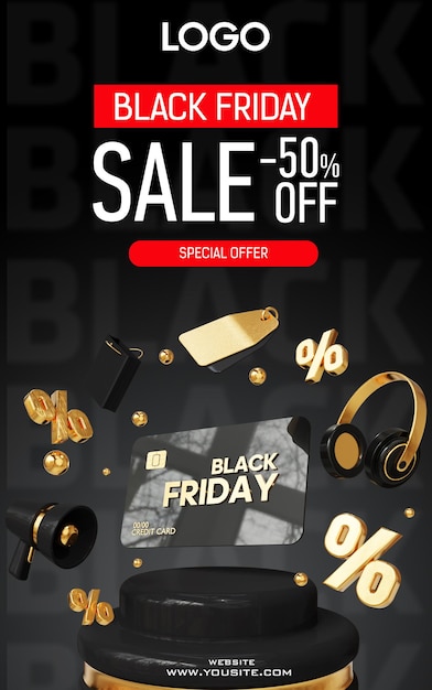Black friday gold procent red and black sale