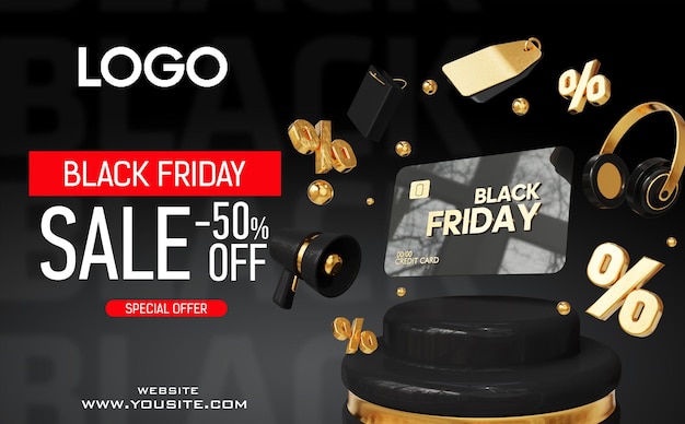 Black friday gold procent red and black sale