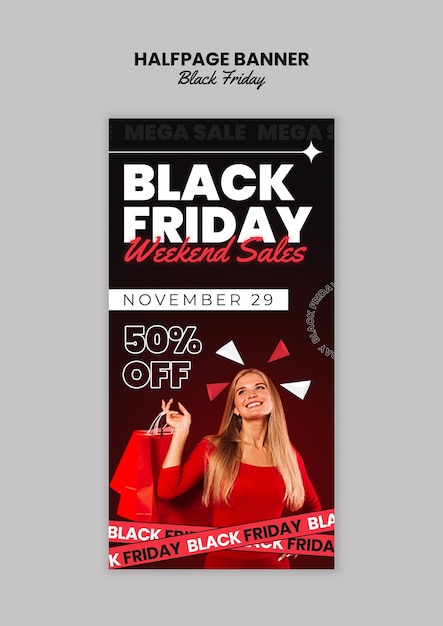 black friday halfpage banner template design