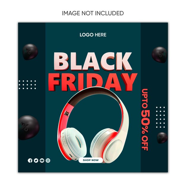 PSD black friday headphone sale socail media post