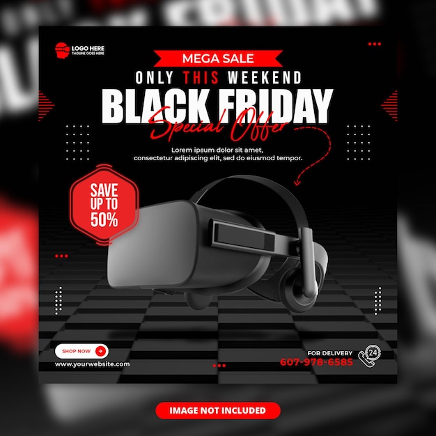 Post instagram del black friday o modello di banner web quadrato