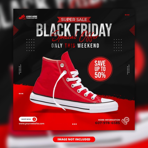 Post instagram del black friday o modello di banner web quadrato