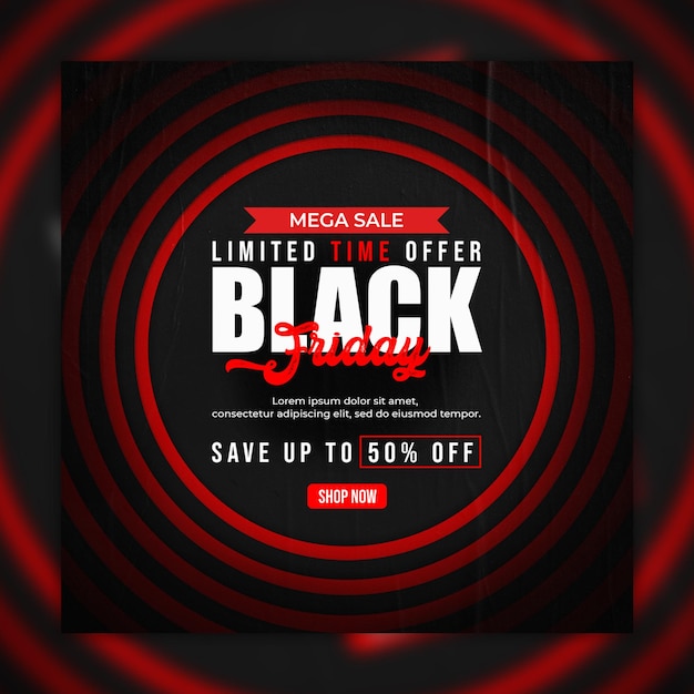 black friday instagram post or square web banner template