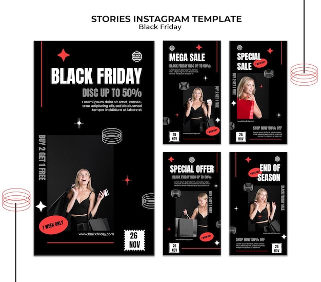 Modello di storie di instagram del black friday