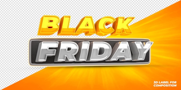 PSD etichetta del black friday 3d render per la composizione