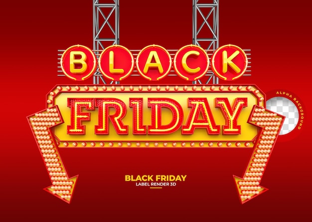 black friday label in realistic 3d render for marketing composition
