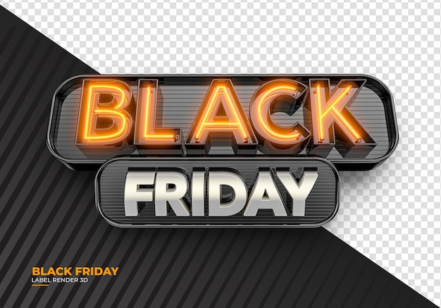 Black friday label in realistic 3d render with transparent background