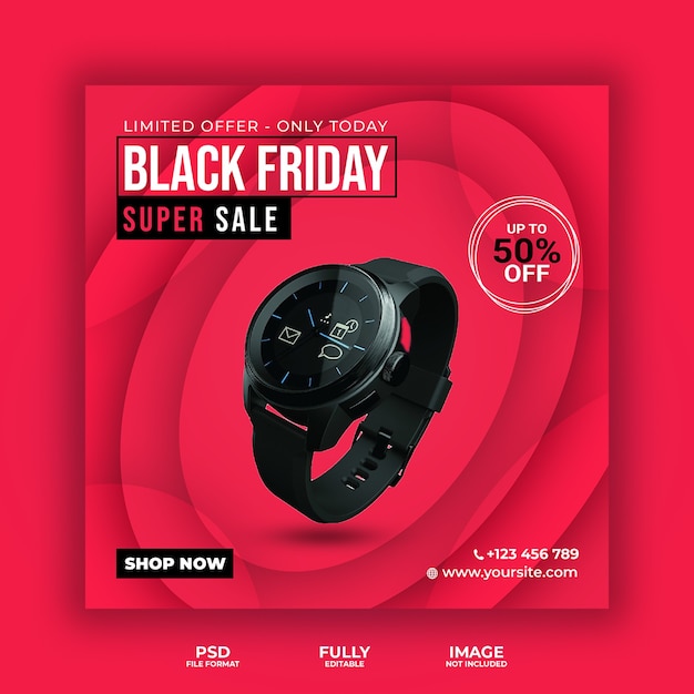 PSD black friday limited time offer super sale social media post