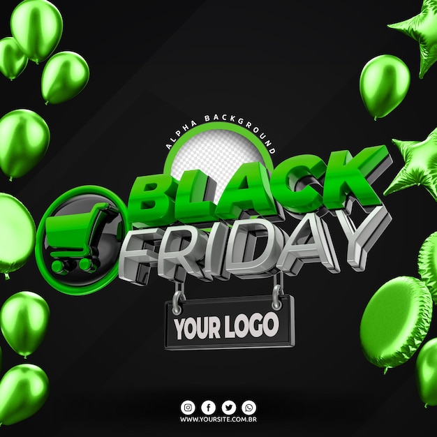 Black friday-logo 3d voor compositie