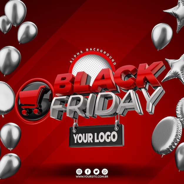 Black friday-logo 3d voor compositie