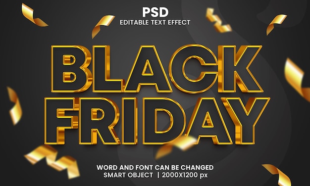 black friday luxury 3d editable text effect premium psd with background