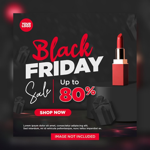 Black friday mega sale-banner social media beauty-sjabloon