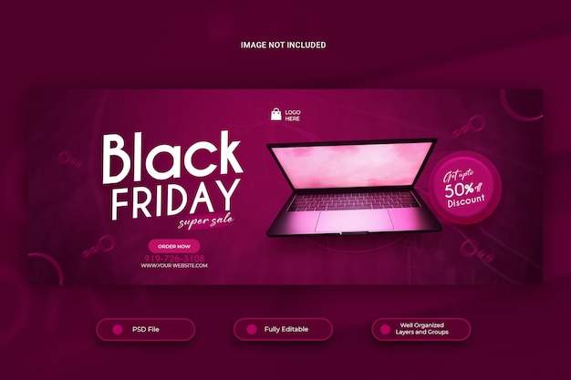 PSD black friday mega sale facebook cover template