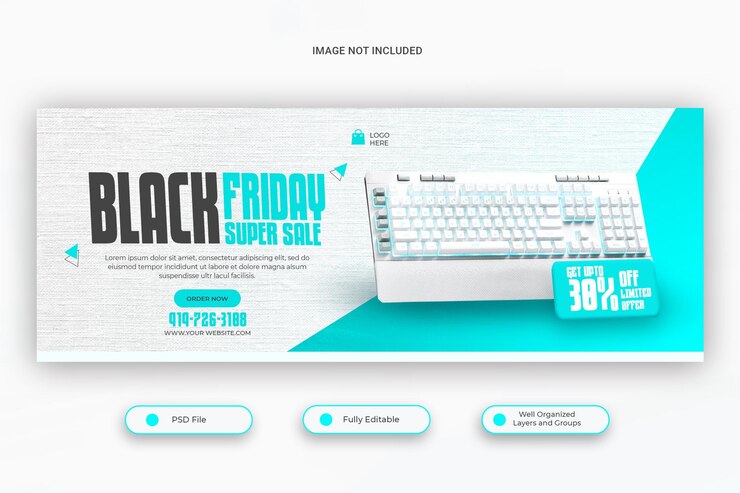 PSD black friday mega sale facebook cover template