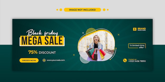 Black friday mega sale facebook tijdlijn omslag en webbannermalplaatje