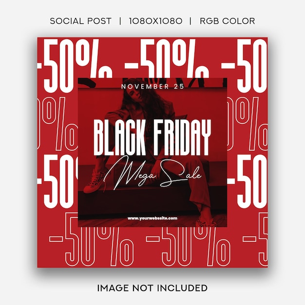 PSD modello di post di instagram per la mega vendita del black friday