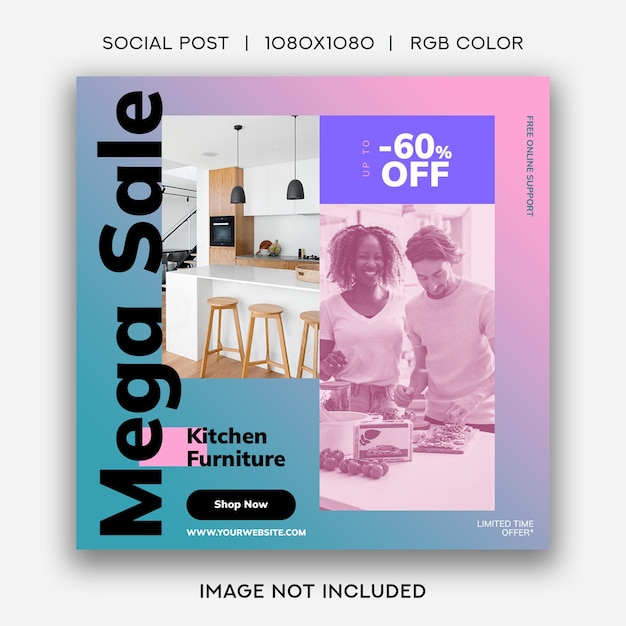 Черная пятница mega sale product social post template