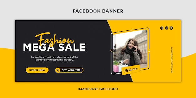 Social media promozionali per mega vendita del black friday, copertina di facebook e modello di banner web