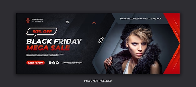 Black friday mega sale social media facebook cover template