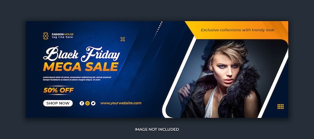 PSD black friday mega vendita social media modello di copertina di facebook