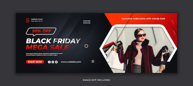 Black friday mega sale social media facebook cover template