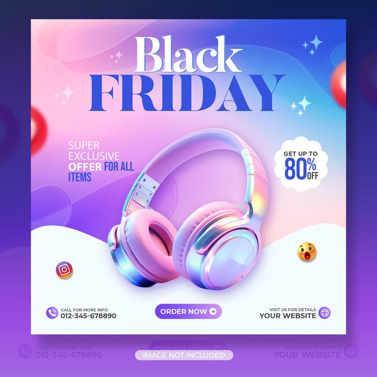PSD black friday mega sale social media post design template