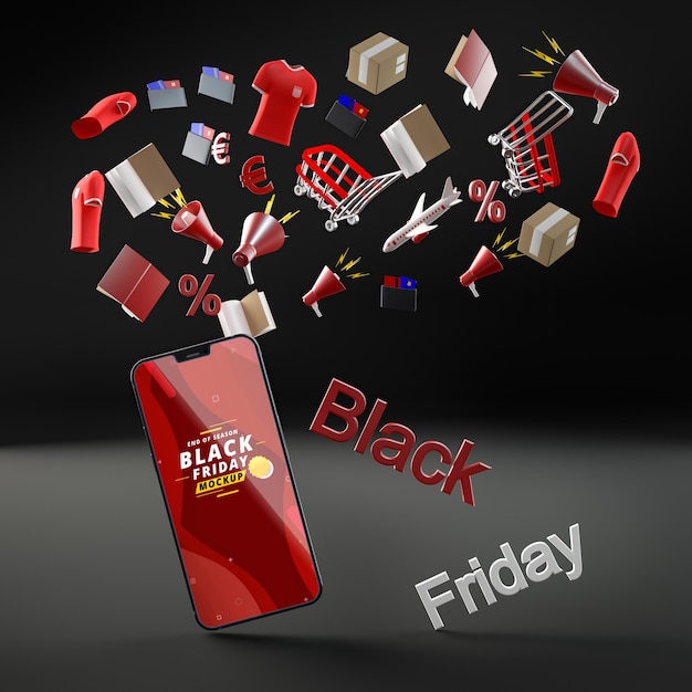 Black friday mobile phone discount black background