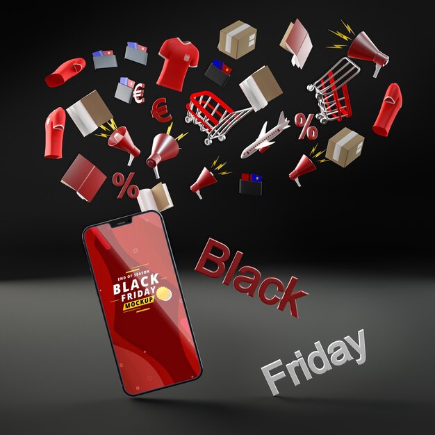 Black friday mobile phone discount black background