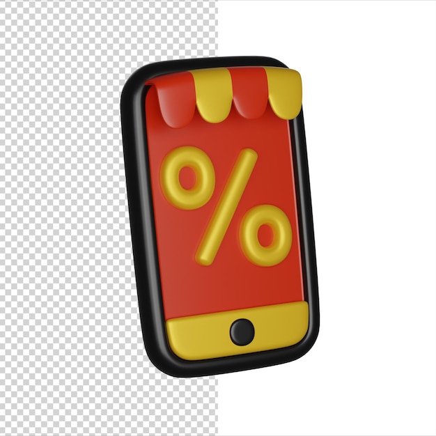 Black friday mobile phone with discount coupon 3d render icon