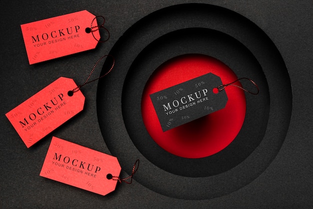 PSD black friday mock-up red and black price tags