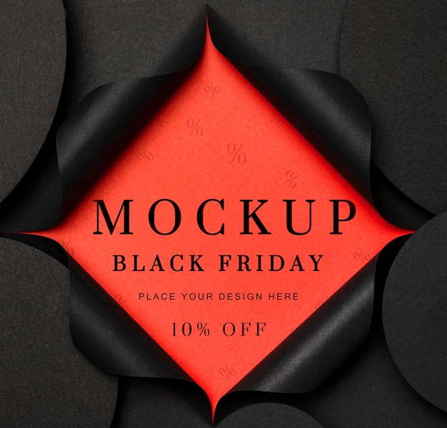 PSD black friday mock-up torn black paper