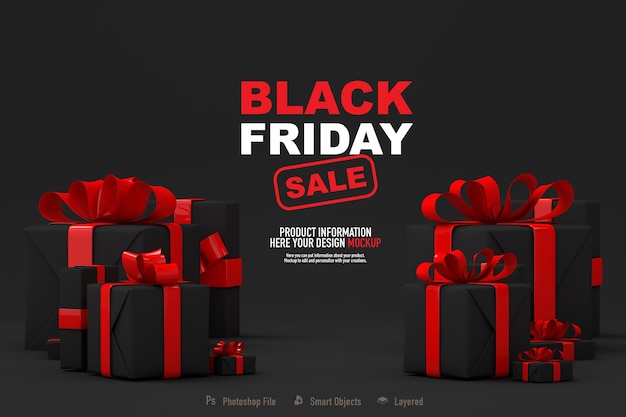 Mockup del black friday su sfondo scuro