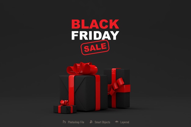 PSD mockup del black friday su sfondo scuro