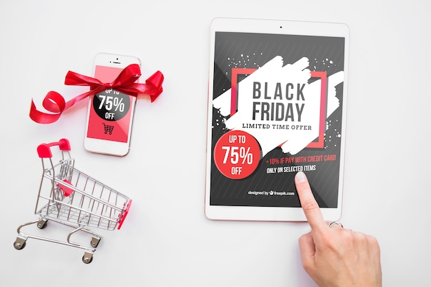 Mockup di black friday con tablet