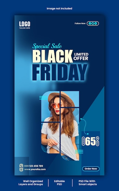 Black friday mode sociale media verhaalontwerp psd-sjabloon