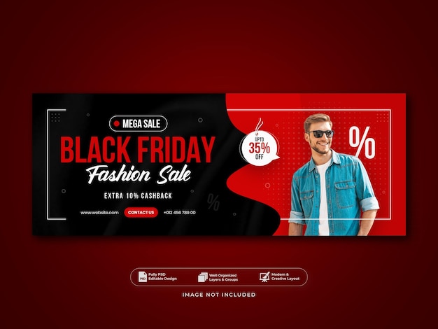 Black friday mode verkoop facebook cover sjabloon