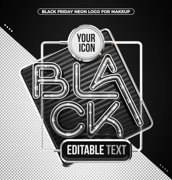 Black Friday neon 3d white logo concept