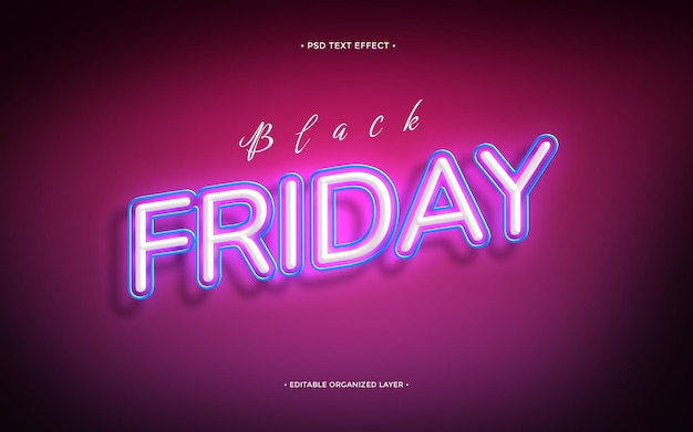 ブラックフライデー ネオン 編集可能なテキストエフェクト PSD