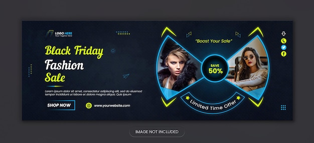PSD black friday new fashion sale social media facebook cover design and new halloween web banner design