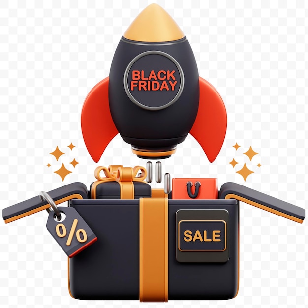 PSD icona 3d dell'offerta del black friday