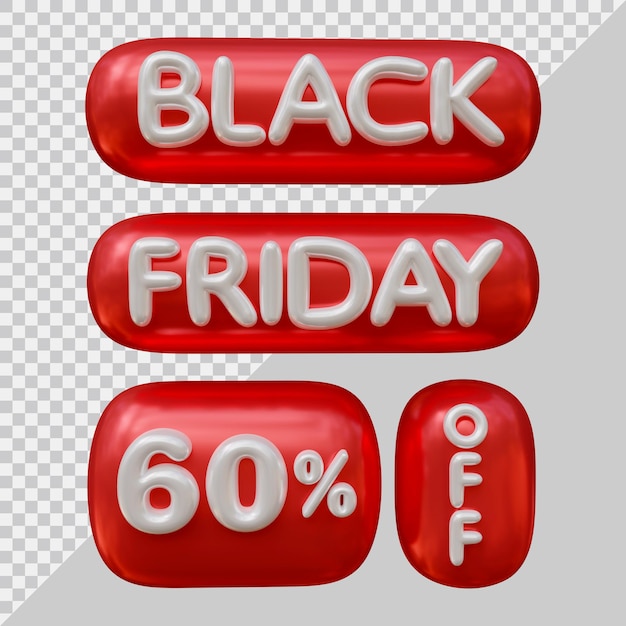 Black friday offer with 60 percent off in 3d modern style