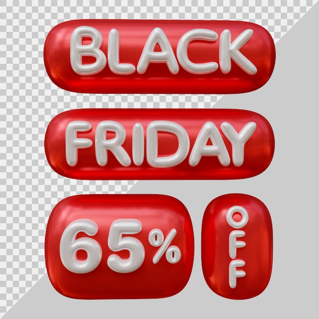 Black friday offer with 65 percent off in 3d modern style