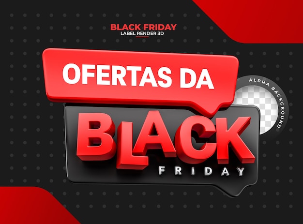 Black friday offers label in realistic 3d render with transparent background