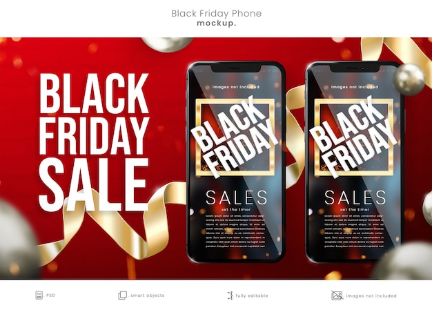 PSD Черная пятница макет телефона для распродажи в черную пятницу