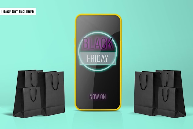 Mockup del telefono del black friday