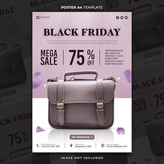 Black Friday Promo Bag Poster A4 Lub Szablon Baneru