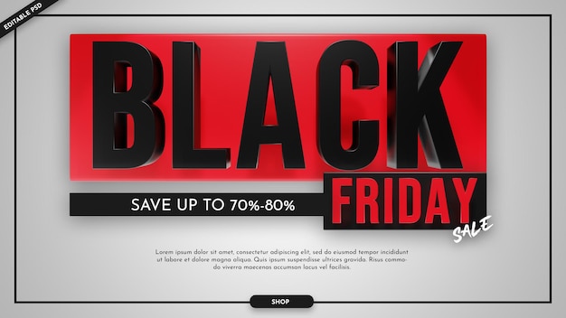 Black Friday Promo banner 3d style