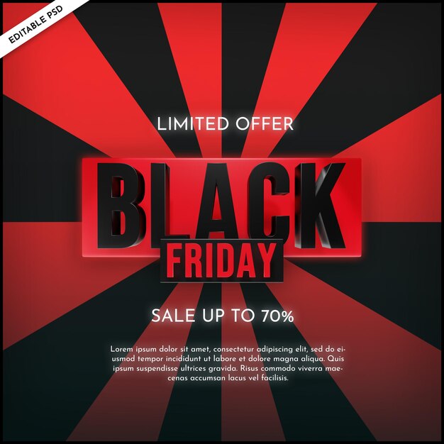 Banner promozionale del Black Friday in stile 3d