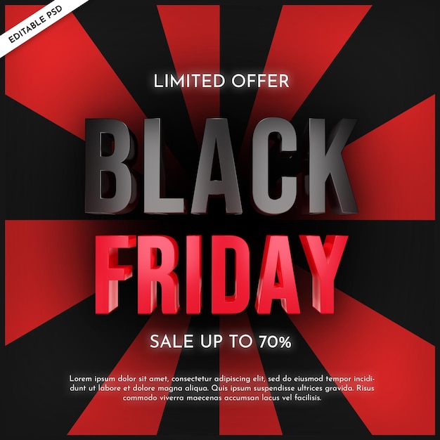 Banner promozionale del black friday in stile 3d